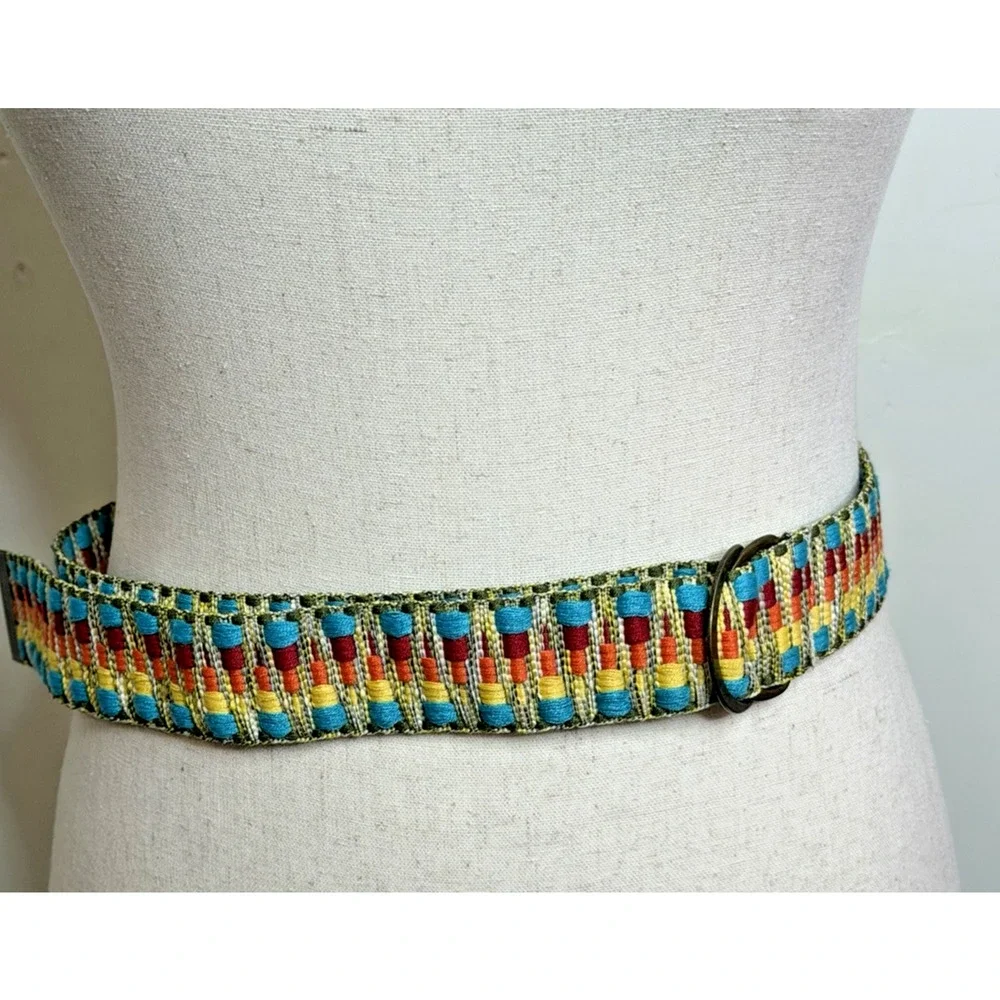 Boho Woven Women's Belt Multicolor Southwest Aztec Bohemian OS Adjustable 40
